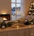 Produktbild: MeLiTec LED USB-C Stimmungsbogen Weihnachten, SL60, Gold, warmweiß (3000K), dimmbar (3 Stufen), 5h-Timer, kabellos inkl. Akku, IP20, Innen – modernes Dekorationslicht, Lichtbogen, Fensterlicht