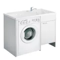 Produktbild: WASCHMASCHINENABDECKSCHRANK MIT UMKEHRBAREM WASCHBECKEN AUS PVC WEISS 109x60