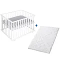 Produktbild: Roba Kids Laufgitter Set 4-eckig weiss inkl. Matratze Style Silbergrau NEU