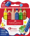 Produktbild: Faber-Castell 110635 Set Grippy, 6 Jumbo Buntstifte für Kleinkinder, leicht abwaschbare Malstifte für Kinder, ergonomische dreieckige Form, dicke Buntstifte, 10mm dicke Mine, Anspitzer Inklusive