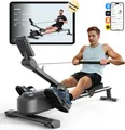 Produktbild: Magnetisches Rudergerät im Hai-Design – 16 Stufen, LCD & Bluetooth, extra leises Bremssystem, interaktive App & Kinomap-Kompatibilität, klappbar