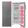Produktbild: Amica GSN 324 160 E NoFrost Gefrierschrank 174L, 4 Schubladen, 3 Ablagefächer, 2 Türablagen, Inverter Motor, Tür-Offen-Alarm, 54cm breit, 145 cm hoch Edelstahloptik