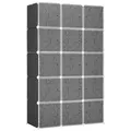 Produktbild: HOMCOM DIY Kleiderschrank Regalsystem mit 2 große und 9 kleinen Würfeln DIY-Würfelregal, Schuhregal, Aufbewahrungsregal für Büchern Spielzeug Schwarz 111 x 47 x 183 cm