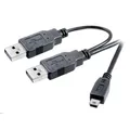 Produktbild: VIVANCO Hochwertiges USB Y Verbindungskabel, 2x USB Type A Stecker auf USB Type