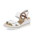 Produktbild: Rieker Damen Keilsandalen 67476, Frauen Sandalen,Sommerschuhe,Freizeitschuhe,offene Schuhe,Strandschuhe,Weiss Kombi (83),39 EU / 6 UK