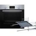 Produktbild: Bosch HBF133BR0ZA1 Set Backofen HBF133BR0 Edelstahl + 2-facher Teleskopauszug + 1 zusätzliches Backblech - Silber