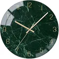 Produktbild: VIKMARI Glass wanduhr Silent-Non Ticking Wand Clocks- qualität Quarz-batteriebetriebene runde 12 Inch dunkelgrün