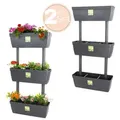 Produktbild: 2x 3er Set Pflanzkübel mit Sichtschutz Pflanzkübel 100cm hoch Raumteiler hoher Blumentopf Sichtschutz Pflanzgefäß Pflanztopf Balkon Terrasse