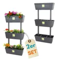 Produktbild: 2er Set 3 Pflanzkübel mit Sichtschutz Pflanz Kübel Raumteiler Blumen Topf