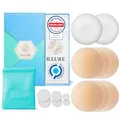Produktbild: ILLURE® Nippelpads – Damen Nipple Cover [4 Paar] mit Brustwarzenschutz - Nipple Pads wiederverwendbar & waschbar - dünne Selbstklebende Brustwarzen Nippelabdeckung aus hypoallergenem Silikon [8 cm]