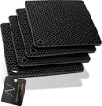 Produktbild: AVANA Untersetzer aus Silikon (4er Set) Premium Topfuntersetzer Multifunktional Hitzebeständig Topflappen Spülmaschinenfest rutschfest Wabenmuster - Schwarz