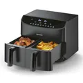 Produktbild: Rachs KOCHWERK Doppelkammer Heißluftfritteuse 7L | Digitaler Airfryer mit Touchscreen, 10 Programmen & 2x 3,5L Fächer | Frittieren von Speisen ohne Öl - fettarm | Smart-Cook Funktion | 2400W, Schwarz