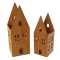 Produktbild: FRANK FLECHTWAREN Windlicht Rostoptik, im 2er Set, Haus, Geschenk zum Einzug, Gemütlich, stillvoll, vieseitig einsetzbar