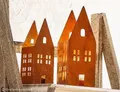 Produktbild: Teelicht Stadthäuser Lichthaus Windlicht Haus Rostoptik Metall - 2 Stück im Set