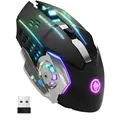 Produktbild: RGB Gaming Maus Kabellos Wireless Leise Mouse PC Laptop E-Sport LED USB-Dongel - Schwarz