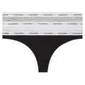 Produktbild: Calvin Klein Damen 3er Pack Strings Thong Unterwäsche, Mehrfarbig (Black/White/Grey Heather), S