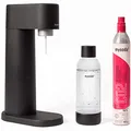Produktbild: Mysoda : Pack Woody - Sprudelwassermaschine aus erneuerbarem Holzverbundwerkstoff mit BPA-freier Quick-Lock PET-Flasche und CO2-Zylinder (schwarz)