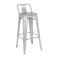Produktbild: Bolero Bistro Hochhocker aus verzinktem Stahl mit Rückenlehne (4 Stück)
