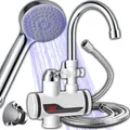 Produktbild: Retoo 220V Elektrische Wasserhahn mit Durchlauferhitzer & Duschhandgerät, Sofortiger Warmwasserbereiter mit LCD Temperaturanzeige, Warmwasserhahn, Durchlauferhitzer für Küche, Garten, Instant Heißwass