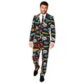 Produktbild: Opposuits Partyanzug Badaboom Kostüm Anzug - für Karneval Halloween, Ausgefallene Anzüge für coole Männer schwarz 60