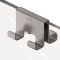 Produktbild: Tiger Caddy Haken doppelt für Duschkabine und Glastüren, zweiseitiger Handtuchhaken zum Einhängen auf der Glaswand, Türhaken passend für Glasstärken von 6-8mm, Montage ohne Bohren, Edelstahl gebürstet