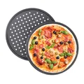 Produktbild: Pizzablech rund Pizza Backform Rundes Knusperblech grau leicht Pizzablech Set