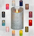 Produktbild: LED Echtwachskerze - Silber Rustik - D7,5cm / H15,0cm - mit Wackelflamme - Batteriebetrieben - Timerfunktion - Weihnachtsdeko