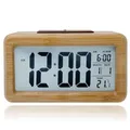 Produktbild: LED Bambus Wecker Digital Alarmwecker Uhr Beleuchtet Schlummerfunktion LCD
