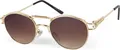 Produktbild: styleBREAKER Damen Panto Sonnenbrille mit ovalen Flachgläsern und Metall Bügel, Federn, Silikon Nasenauflage 09020117