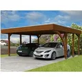 Produktbild: Skan Holz Carport Friesland Set 7 557 cm x 555 cm Nussbaum