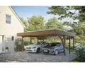 Produktbild: Doppelcarport SKAN HOLZ Friesland mit einem Einfahrtsbogen und Pfostenankern 557