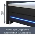 Produktbild: Juskys Boxspringbett Norfolk 180 x 200 cm – LED Beleuchtung, Bonell-Matratzen, Topper & Kunstleder – 66 cm Komforthöhe – schwarz – Bett Do... - Schwarz