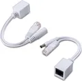 Produktbild: kwmobile Passive Power over Ethernet PoE Adapter Kabel Set - Injektor + Splitter Kabel für Netzwerk, IP Telefon und IP Kamera