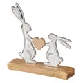 Produktbild: Osterhase Tischdeko Mangoholz Metall Braun Silber Natur Herz Ostern Deko Figur
