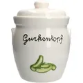 Produktbild: Gurkentopf Gürki 3 Ltr Porzellan weiß Gurkenmotiv Gärtopf Sauerkrauttopf Rumtopf
