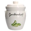 Produktbild: Gurkentopf Gürki 3 Ltr Porzellan weiß Gurkenmotiv Gärtopf Sauerkrauttopf Rumtopf