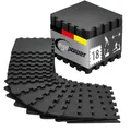 Produktbild: eyepower Bodenmatte Fitness - 18 Bodenschutzmatten mit Rand 30x30 cm Schwarz 1,7qm - Homegym Fitnessmatte - Puzzlematten Fitnessraum Fitnessgerät Dämmmatte für Laufband Fahrrad Crosstrainer Sportmatte