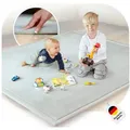 Produktbild: BabyBeFun Spielmatte [Extra Weich] 3cm dicke Krabbelmatte Baby, hochwertiger Memory-Schaum, Rutschfest, Deutsche Marke grau 200 cm x 180 cm