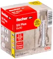 Produktbild: fischer Spreizdübel SX Plus 6 x 30 in der attraktiven Aktionsbox, Dübel für optimalen Halt bei Befestigungen in Beton, Vollziegel, Porenbeton, Hochlochziegel uvm., mit 20% mehr Inhalt, 120 Stück