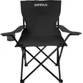 Produktbild: 24MOVE® Campingstuhl Faltstuhl, schwarz, mit Getränkehalter und Tragetasche Outdoor, faltbar max. 100kg, Angerstuhl, Klappstuhl