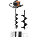 Produktbild: Erdbohrer mit Benzinmotor, 52 cc, 1450 w, Benzinbohrer mit 6- und 10-Zoll-Bohrkronen und 3 Verlängerungsstangen, Lochbohrer für Pfostenzäune für