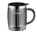 Produktbild: THERMOcafé by THERMOS TC DESKTOP CUP grey 0,35l, Isoliertasse aus Edelstahl & Kunststoff, mit Deckel, schwappsicher für Büro, Camping, Bürotasse, passt unter Kaffeeautomat
