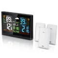 Produktbild: BEARWARE Funkwetterstation mit Farbdisplay, Wetterstation Funk mit 3 Außensensoren, Luftdruck, Temperaturtrend, Wetterprognose