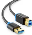 Produktbild: deleyCON 3,0m USB 3.0 Super Speed Kabel USB A-Stecker zu USB B-Stecker Datenkabel bis zu 5 Gbit/s für z.B. Drucker Scanner Multifunktionsdruckern Schwarz