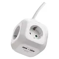 Produktbild: EMOS Cube Steckdosenwürfel, Steckdosenblock Mehrfachsteckdose in Würfelform mit 4 Steckdosen und 2 USB-Ports Schuko, 1,9 m Kabel mit Wand-/Tischhalterung, erhöhtem Berührungsschutz
