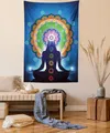 Produktbild: ABAKUHAUS Chakra Wandteppich und Tagesdecke, Mandala Chakra Yoga aus Weiches Mikrofaser Stoff Waschbar ohne Verblassen Digitaldruck, 140 x 230 cm,Dunkelblau Grün