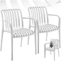 Produktbild: tectake® Gartenstühle stapelbar, Gartenmöbel Set, Balkon Möbel, Bistro Set, Sessel, Outdoor Möbel, Balkonmöbel, Terrassenmöbel - weiß, 2er Set