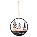 Produktbild: UNUS Weihnachtsdeko Aufhänger rund ca. 25 cm festlicher Dekoanhänger mit Frohes Fest, Waldmotiv, Hirschen und Tannen Metall-Holz-Mix zum Aufhängen für Fenster oder Tür