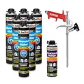 Produktbild: Isolbau B2 Dämmstoffkleber SET - 6 x 750 ml Perimeterkleber, 1 x PU-Schaum-Reiniger & 1x Schaumpistole für EPS & XPS-Platten - 1K PU-Klebeschaum für Dämmung und Isolieren