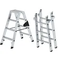 Produktbild: MUNK Stufen Stehleiter Set beidseitig begehbar steckbar 7 Stufen Aluleiter